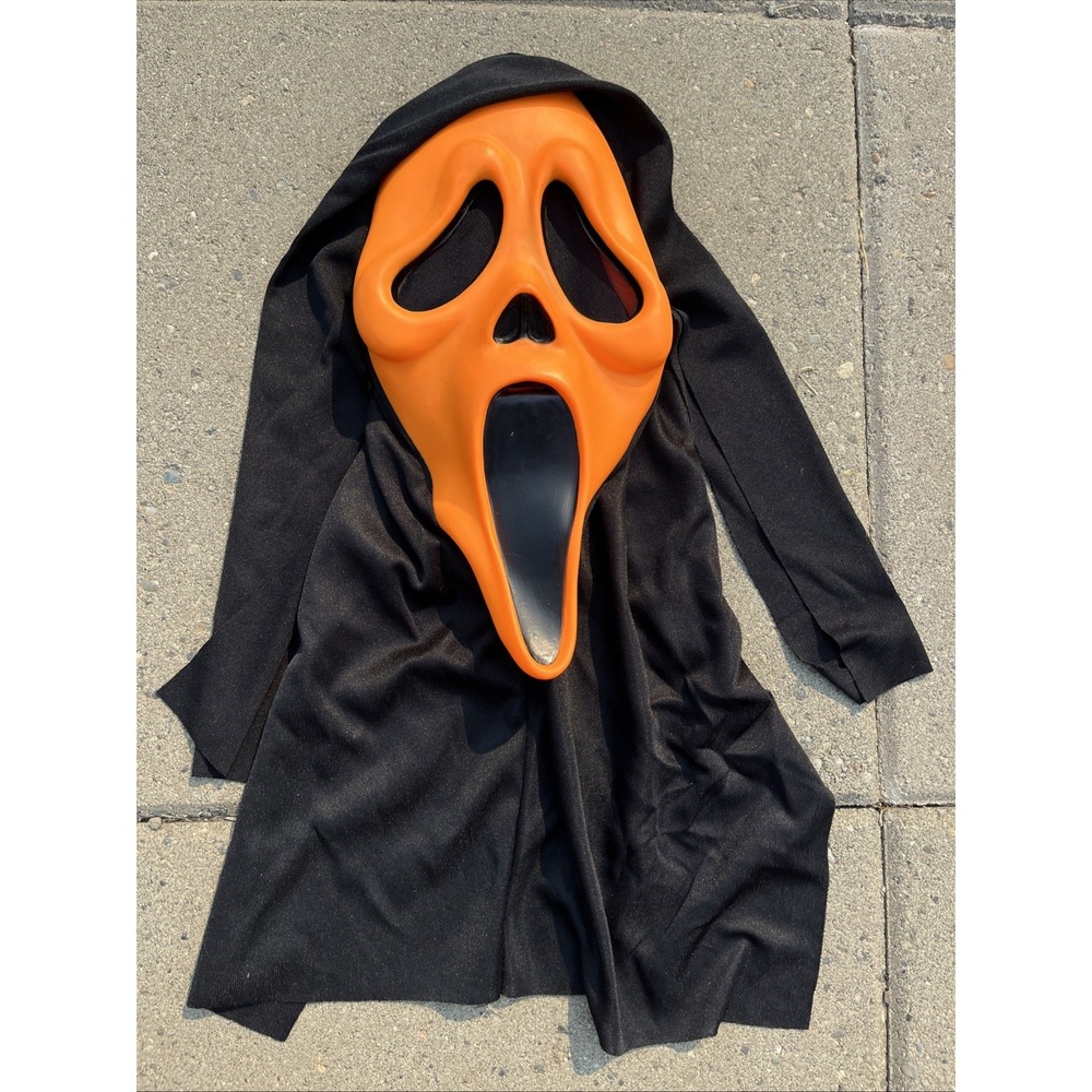 Vintage Orange Scream Ghost Face Mask Easter Unlimited Fun World RARE!